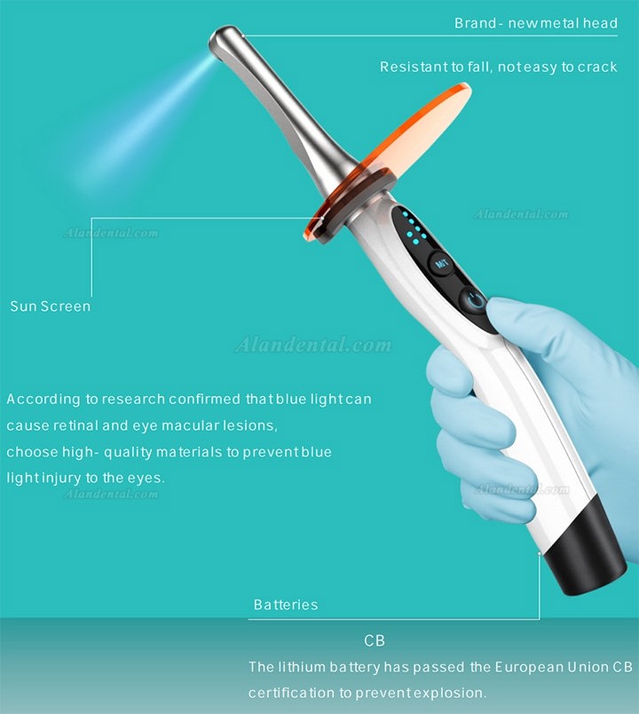 DEGER Dental Wireless LED Curing Light 3000mw/cm2 (1 Sec Cure)